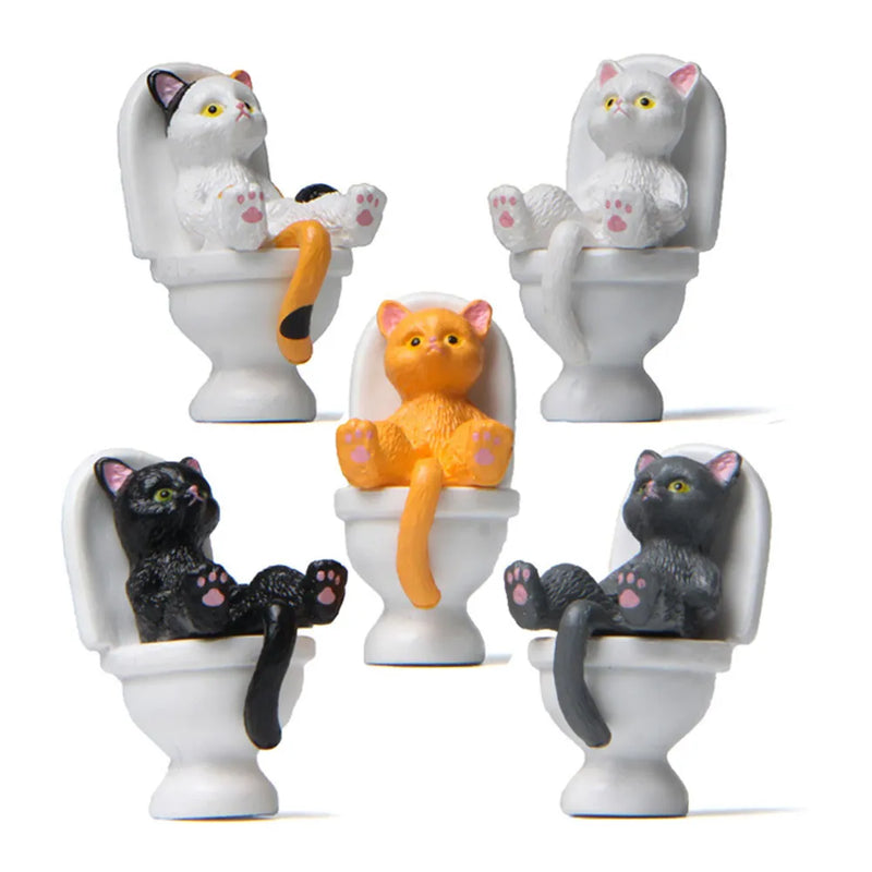 Cat on Toilet Figurine